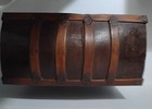 Antique Victorian Dome Top Chest Steamer Trunk Embossed Metal Oak W  Tray