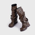 Womens Round Toe Buckle Slouch Style Knee High Boots Riding Knight Block Heel Sz