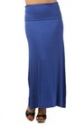 Womens Plus Size Xl 1x 2x 3x  Blue Fold Over Waist Long Maxi Knit Skirt