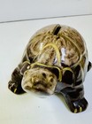 Vintage Brown And Gold Ceramic Glazed Turtle Bank Made In Japan