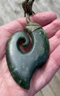 Nathan Jerry Nz  Pounamu  Greenstone Arahura Jade Engraved  Maori Hei Matau Hook