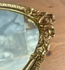 Gold Filigree Mirrored Vanity Tray Gilt Rose Handles Vintage Hollywood Regency