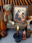 Old Primitive Retro Vintage Style Halloween Craggy Witch Cauldron Cabin Sign