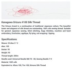 Kanagawa Orizuru 100   Yli 100 Silk Thread  23 Dtex 3x2  200m  82 Vibrant Colors