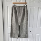 Liz Claiborne Womens Skirt Size 10 Petite Black white Silk wool Blend Long Skirt