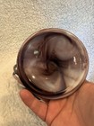 Purple Slag Glass Covered Dish With Latticework Rim