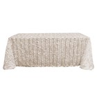 Beige 90 x132  Taffeta Rectangular Tablecloth Leaf Petals Design Party Supplies