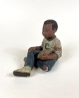 Vintage Sarah s Attic Le Little Boy With A Football Figurine Black Americana