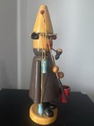 Vintage Erzgebirge German Wooden Smoker Fisherman With Rod   Bucket 8 5 