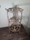 Vintage Victorian Style Cast Iron 3 Tier Plant Stand 25 Inch Roses Gold Floral 