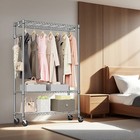 Storage Closet Clothing Rack With Wheels Chrome Heavy Duty Rolling Garment Rack