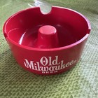 Vintage Old Milwaukee Beer Red Plastic Ashtray Retro Advertising 3 Slot