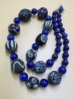 Large Mosaic Eye Beads Necklace     Old Glass Trade Beads   Lapis Lazuli