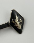 Vintage Tie Bar Clip Siam Sterling Silver Inlaid Nielloware Niello Buddhism