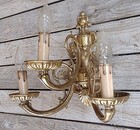 Vintage Mid Century Brass Hollywood Regency 3 Arm Candelabra Wall Light Sconce