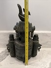 Large Vintage Chinese Deep Green Nephrite Jade Incense Burner 14   