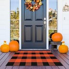 Buffalo Plaid Outdoor Rug Orange And Black 2x3 Cotton Woven Checkered Area Rug 