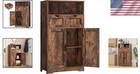 Storage Cabinet Wood 2 Drawers Adjustable Shelves Floor Cupboard Home Office