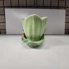 Vintage Mccoy Green Bird Double Flower Planter Ceramic Art Pottery Usa Mcm Decor