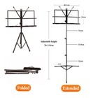 Music Stand Sheet Holder Metal Adjustable Folding Portable With Bag Carry Case