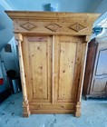 Antique 19th Century Rustic Wormwood Pine Armoire