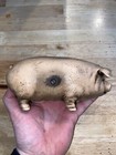 Finck   s Piggy Bank Cast Iron Overalls Hog Pig Swine Collector Metal 3  Lbs Gift