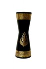 Vintage Burmese Wood Vase With Gold Bodhisattva Motif And Flame Detail  8  T