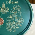 Vintage Maine State Landmark Souvenir Tray - Map Pinecone - 11  Metal Plate