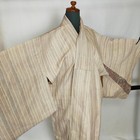 Japanese Kimono Chirimen Homongi Robe Light Pink Traditional Flower Pattern 9413