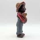 Vintage Black Americana Boy With Puppy Figurine Resin 4  Tall Straw Hat