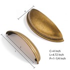 Cabdm 10 Pack 4  Drawer Pulls Antique Brass 4 Inch Hole Center 
