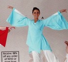 Praise Dance Liturgical Bell Sleeve Wrap Top Copen Blue Ladies Sizes 85070
