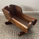 Vintage 16  Handmade Wood Wooden Doll Baby Bassinet Crib Rocking Cradle