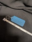 Coach 2    Hang Tag Fob Bag Charm Navy Blue Leather  Silver Ball Chain