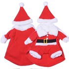 Pet Christmas Santa Claus Costume Dog Cat Suit With Cap Warm Coat Animal Clothes