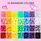 28 Color Plastic Pony Beads Kit For Bracelets 700pcs 6x9mm Kandi Beads Bulk