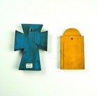 2 Vtg Mexican Folk Art Retablo   Milagro Cross Wall Decor Handcrafted In Mexico