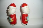 Vtg 1960s Santa Claus Merry Christmas Ceramic Salt   Pepper Shakers Brinn Co Mcm