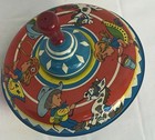 Vintage Ohio Art Tin Lithograph Spinning Top Featuring Western-themed Scenes
