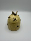 Yellow Ceramic Beehive Honey Pot Lid Wooden Dipper Made In Western Germany