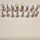 Chess Game Pieces Set Black White Gold Accents Plastic Board Game Pieces