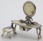 1 X Vintage Italian Handmade Genuine Silver Dressing Table Dollhouse Miniature