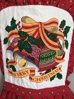 Christmas Apron 80s 90   s Quilted Red Bib Holly Retro Ruffle Holiday Baking Vtg