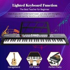 61 Key Keyboard Piano Electronic Digital Lighted Keys Mic X-stand For Beginners