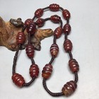 Unique Tibetan Natural Red Old Agate Dzi Bead Amulet Necklace S0628