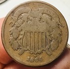 1864 Two Cent Piece 2c Rpd Civil War Date Large Motto Us Copper Coin Cc25460