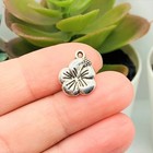 Silver Hibiscus Hawaiian Flower Charms  16x13mm - Us Seller