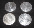 Set Of Four Vintage Aluminum Coasters - Floral Pattern Featuring Rose