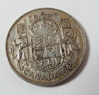 Vintage 1945 Canada Large 50 Cents Half Dollar  800 Silver Coin