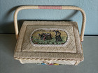 Vintage Wicker Sewing Basket With Thread